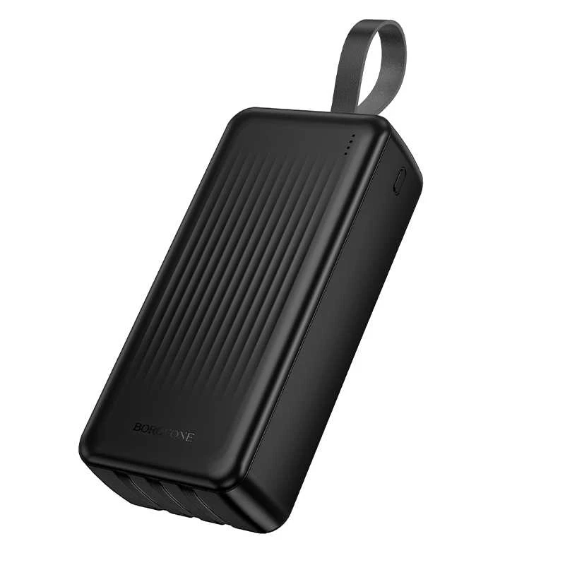 Oem „Borofone“ išorinė baterija 30000mAh BJ79B „Clever“ – USB – su C tipo ir „Lightning“ laidais, juodos spalvos