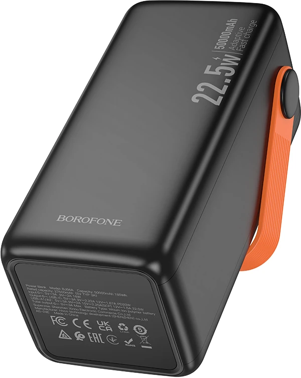 Išorinė baterija Power Bank Borofone BJ66A 22.5W+PD20W 50000mAh juoda