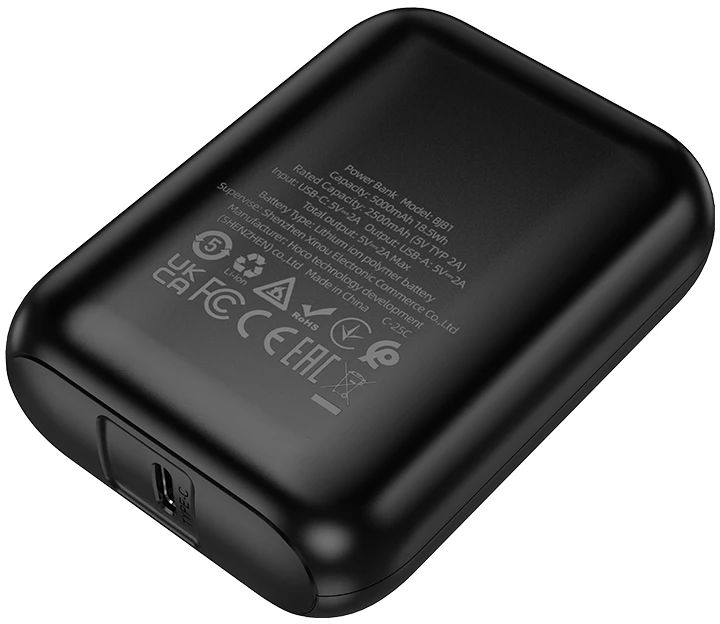 Oem Borofone Power Bank 5000mAh BJ81 Stability – USB – juodos spalvos