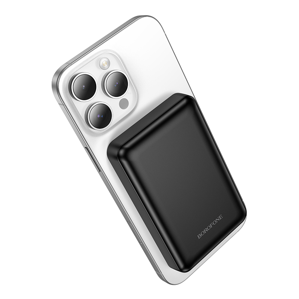 Borofone Power Bank 5000mAh BJ82 Dawn – USB – magnetic with induction charging juodos spalvos