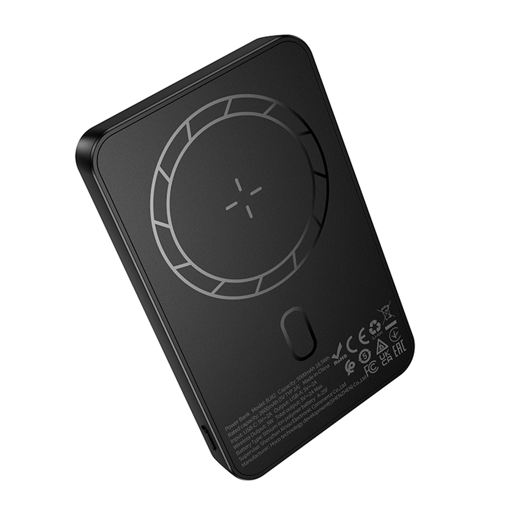 Borofone Power Bank 5000mAh BJ82 Dawn – USB – magnetic with induction charging juodos spalvos