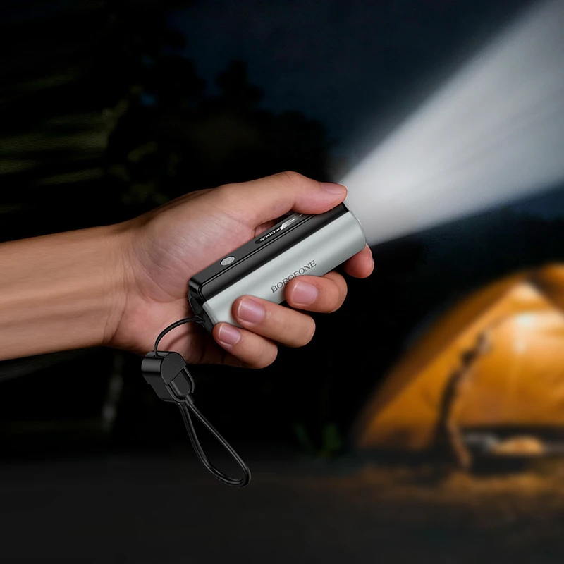 Borofone Power Bank 5000mAh BJ87 Star – Typ C – with flashlight juodos spalvos