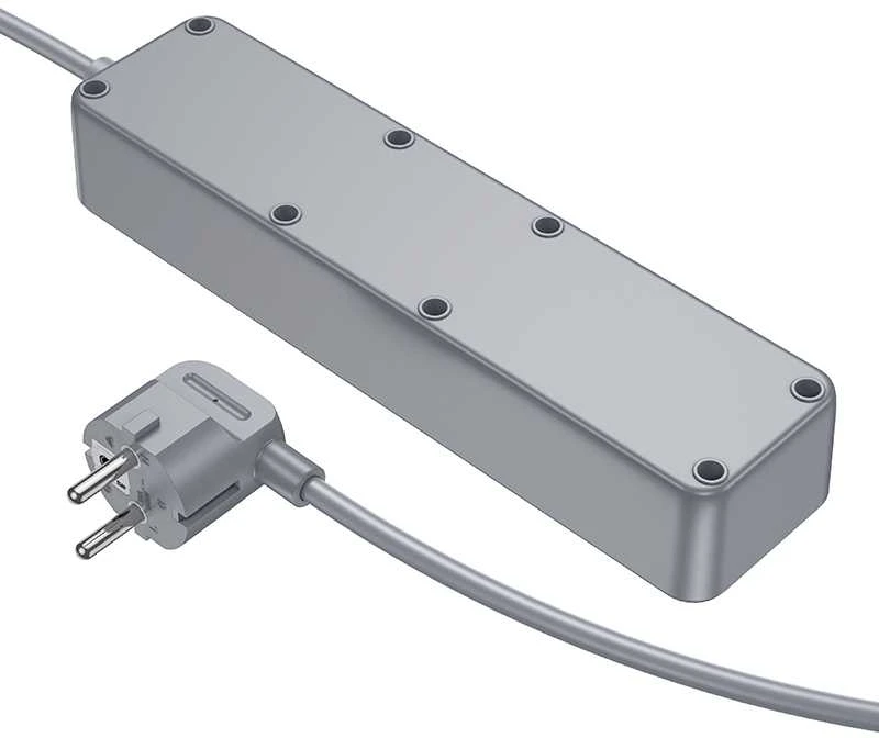 „Borofone“ BAC9 maitinimo lizdas – 3 lizdai 240 V + 3 USB + C tipo – PD 20 W, 2 metrai, juodas