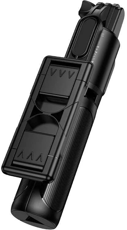 „Borofone“ asmenukių lazda BY14, elegantiška „Bluetooth“ su trikoju ir nuotolinio valdymo pultu, juodos spalvos