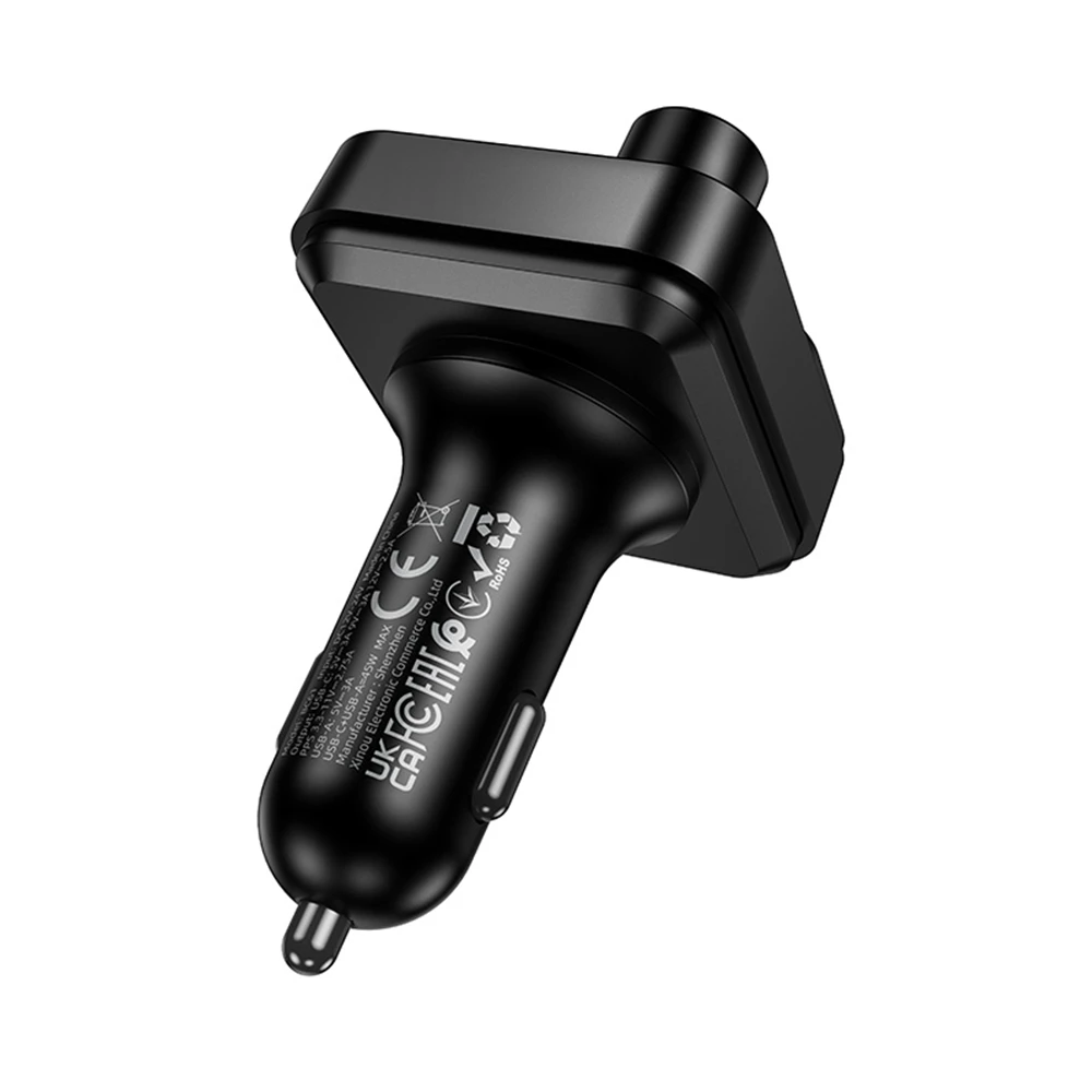 Borofone Transmitter FM BC61 Ocean MP3, Bluetooth – 2xUSB + Type C – PD 45W juodos spalvos
