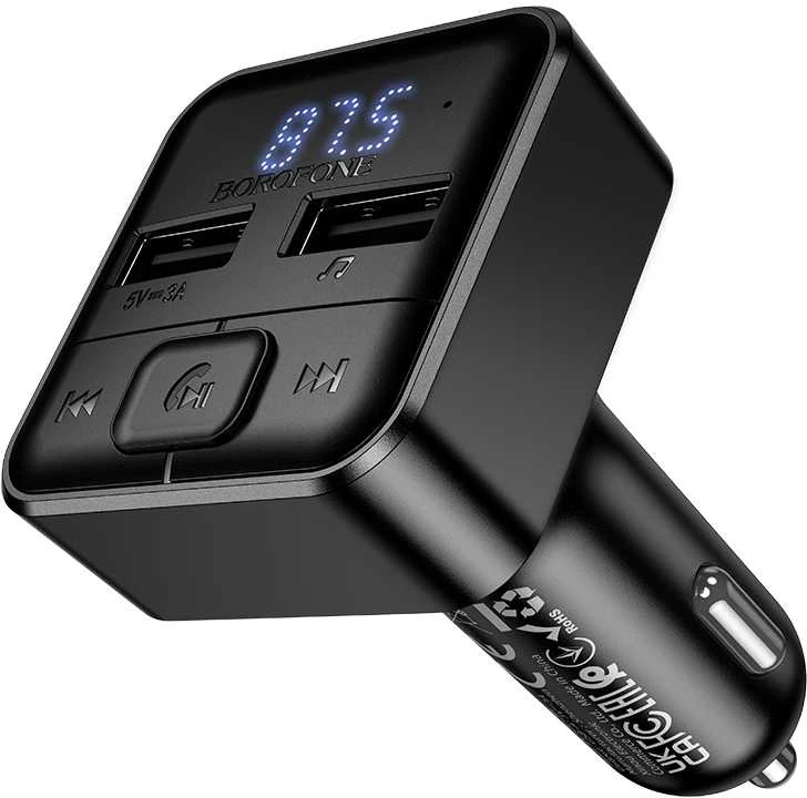 Borofone Transmitter FM BC63 Selecto MP3, Bluetooth – 2xUSB – juodos spalvos