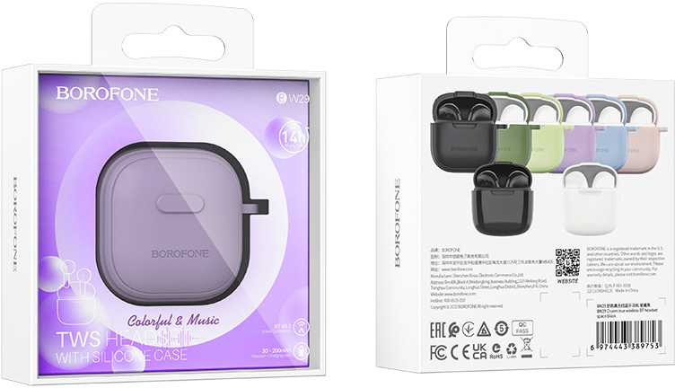 Borofone ausinės Bluetooth TWS BW29 Charm violetinės spalvos