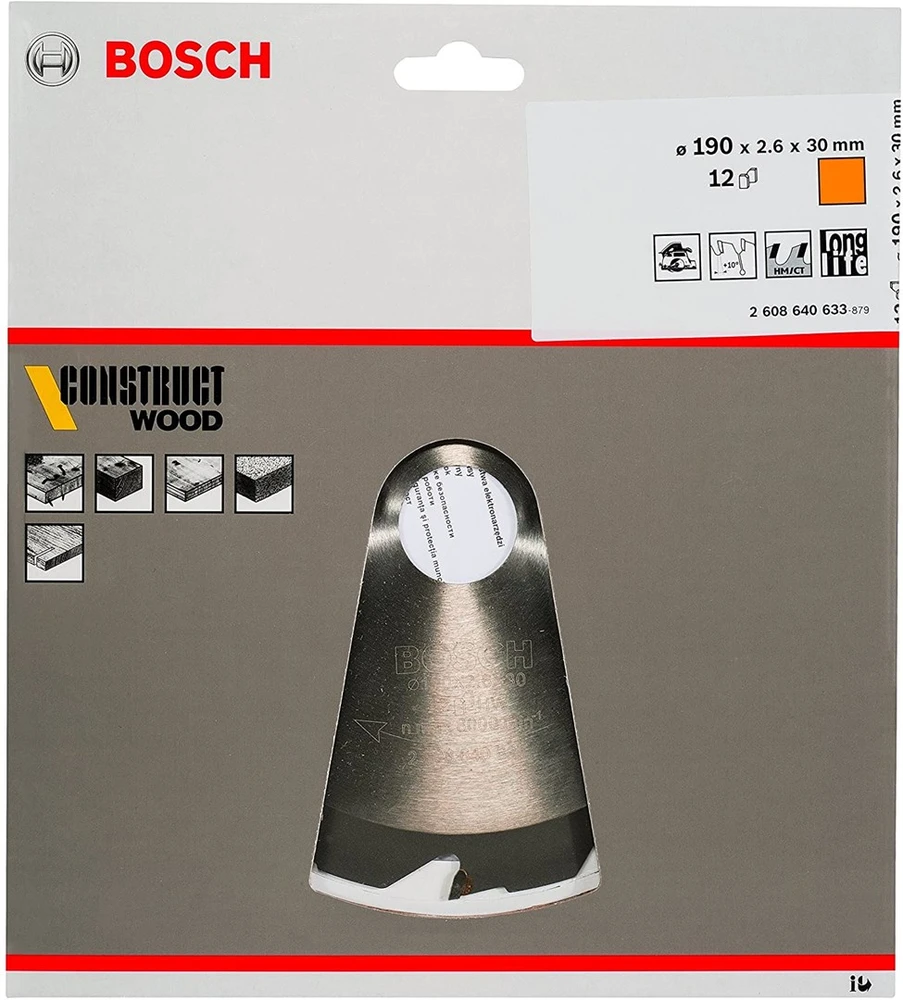 „Bosch PRO Construct“ medienos pjovimo įrankis 190x30x2,6/1,6x12T