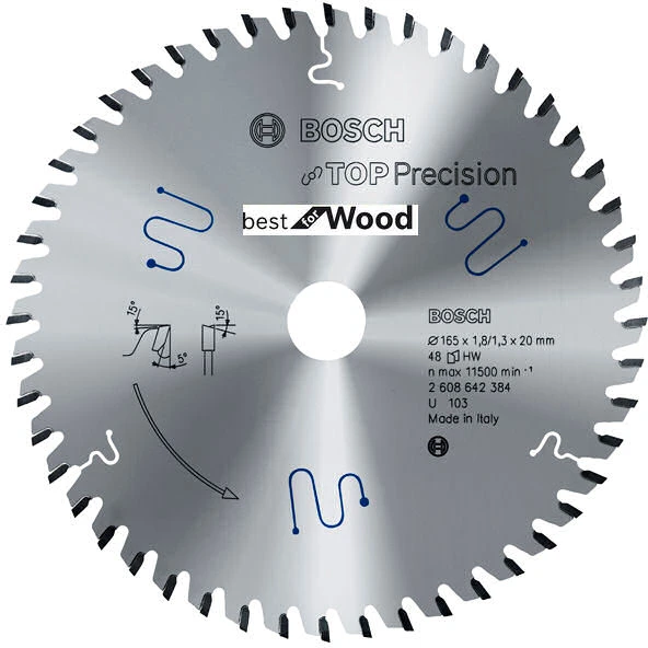 Bosch pjovimo diskas medienai 165x1.8x20.0 mm, Z48, 5°