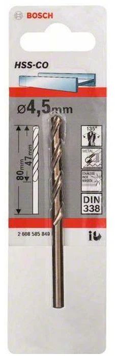 Bosch HSS-Co grąžtas metalui 4,8mm, 1 vnt.