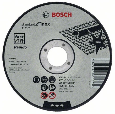 BOSCH METALINIS DISKAS 125 mm x 1,0 mm x 22 mm STANDARTAS INOX