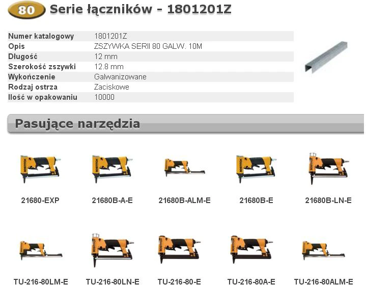 BOSTITCH ZSZYWKI 80 12mm 10 000 vnt.