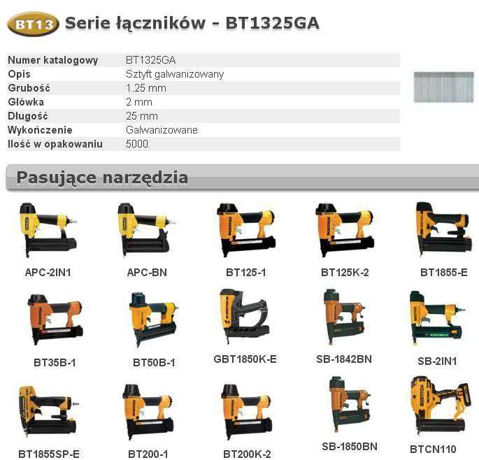 BOSTITCH SZTYFTY BT13 25mm 5000 vnt.