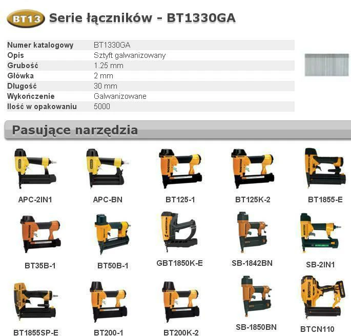 BOSTITCH SZTYFTY BT13 30mm 5000 vnt.