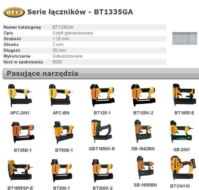 BOSTITCH SZTYFTY BT13 35mm 5000 vnt.