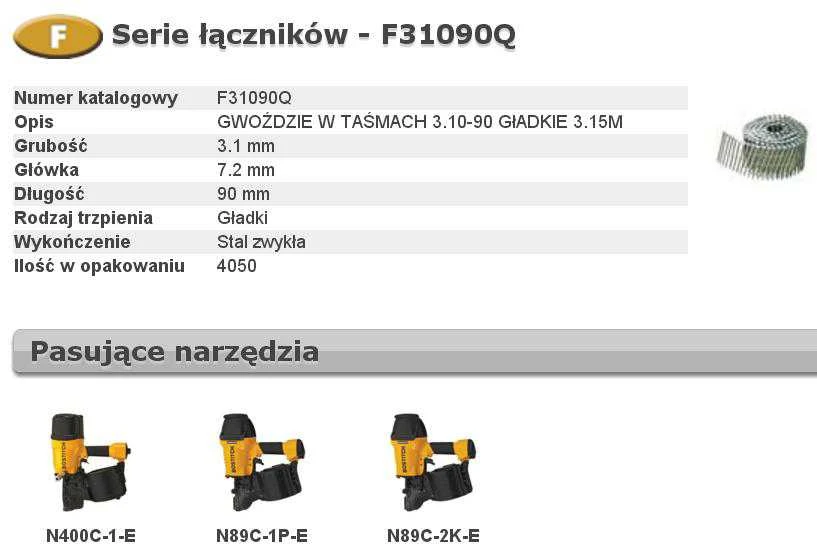 BOSTITCH VINIAI F 3,10 x 90mm 4050vnt. F31090Q