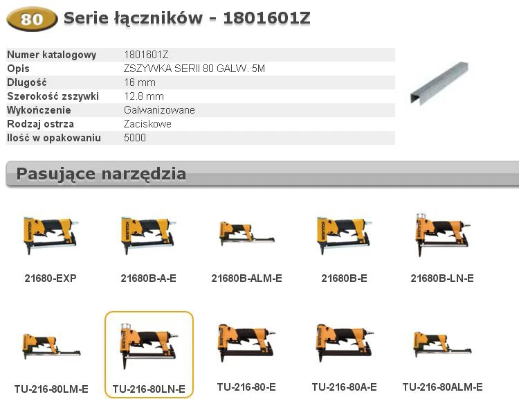 BOSTITCH ZSZYWKI 80 16mm 5 000 vnt.