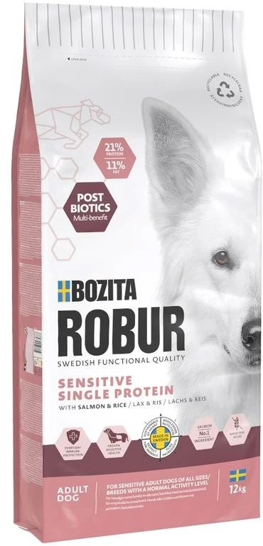 BOZITA Robur Adult Sensitive Single Protein lašiša Mono – sausas pašaras šuniui – 12kg