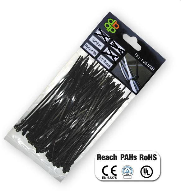 Bradas OPASKA PLASTIKOWA Juoda 3,6 x 150mm 100szt