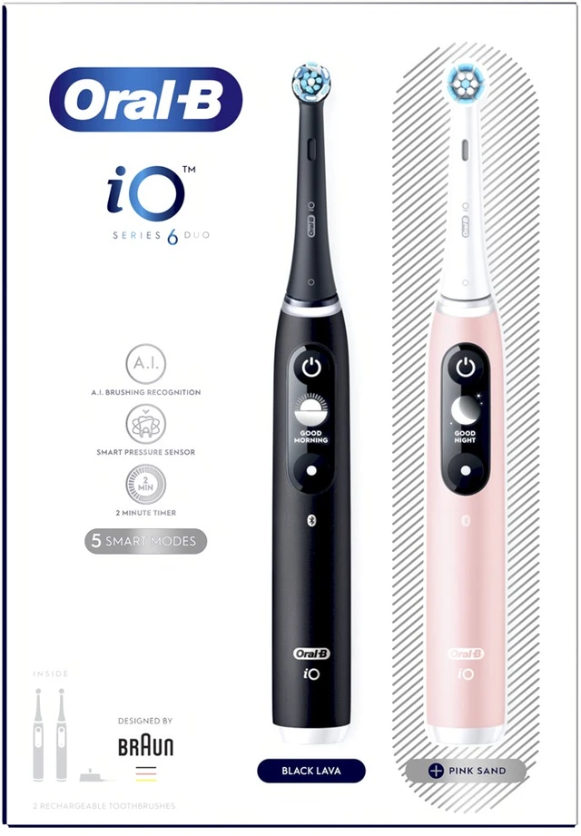 Braun Oral-B 80375669 elektrinis dantų šepetėlis Suaugusiems Besisukantis vibruojantis dantų šepetėlis Juoda, Rožinė