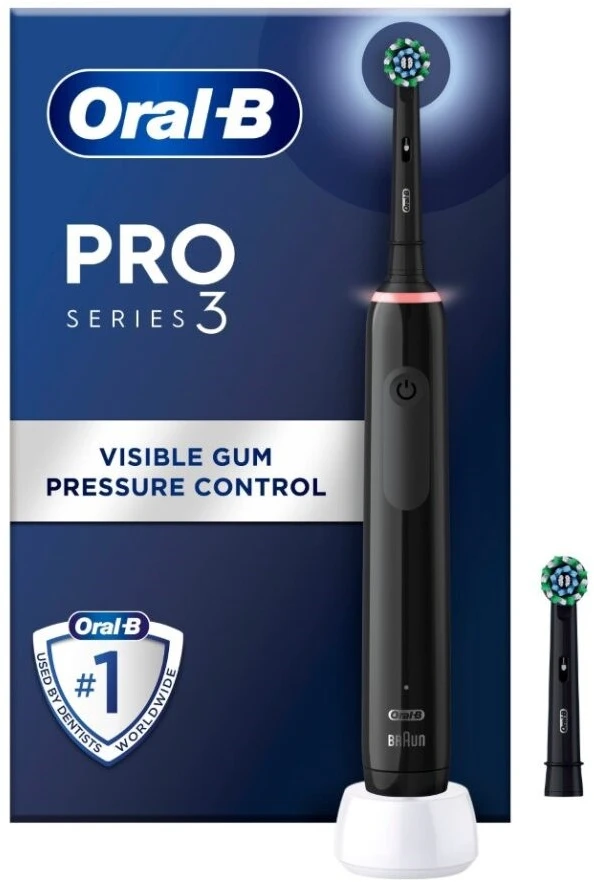 Braun Oral-B Pro 3 3000 Cross Action Elektrinis dantų šepetėlis, juodas