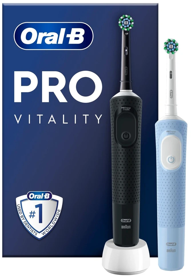 Braun Oral-B Vitality Pro Duo Adult Rotating-oscillating dantų šepetėlis Juodas, Mėlyna, Baltas