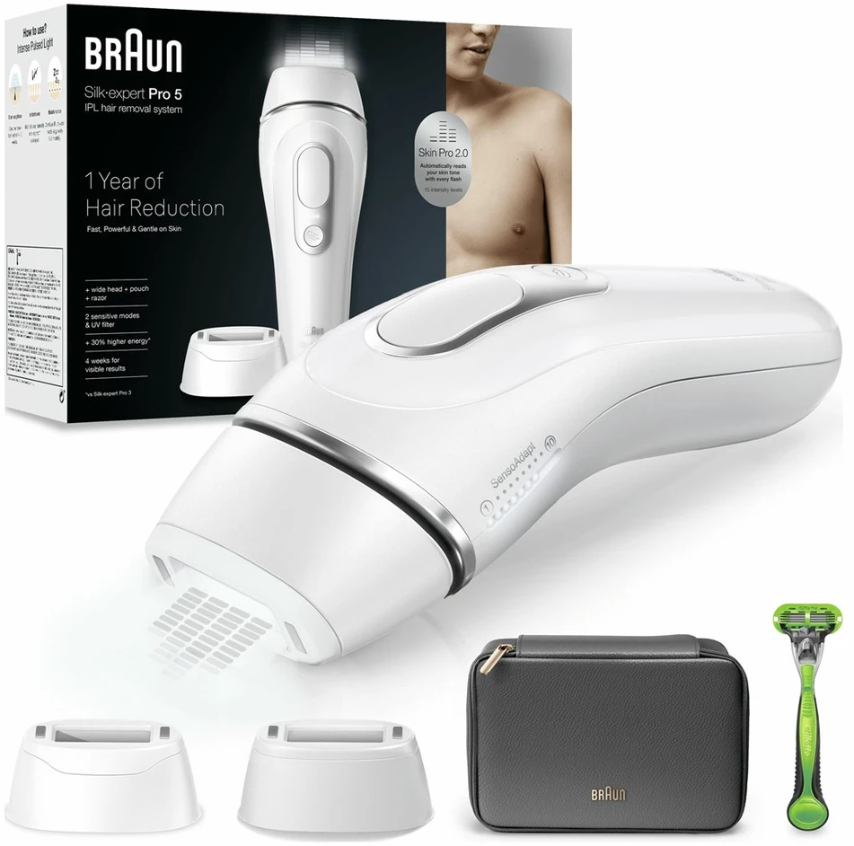 Braun Silk-expert Pro 5 PL5145 IPL balta ir-sidabrinė