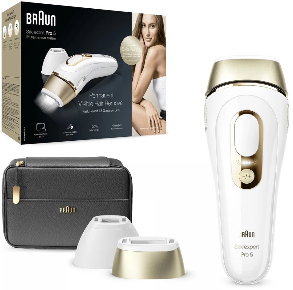 Braun Silk-expert Pro Silk·expert Pro 5 PL5140 Intensyvaus pulso šviesa (IPL) Auksas, Balta