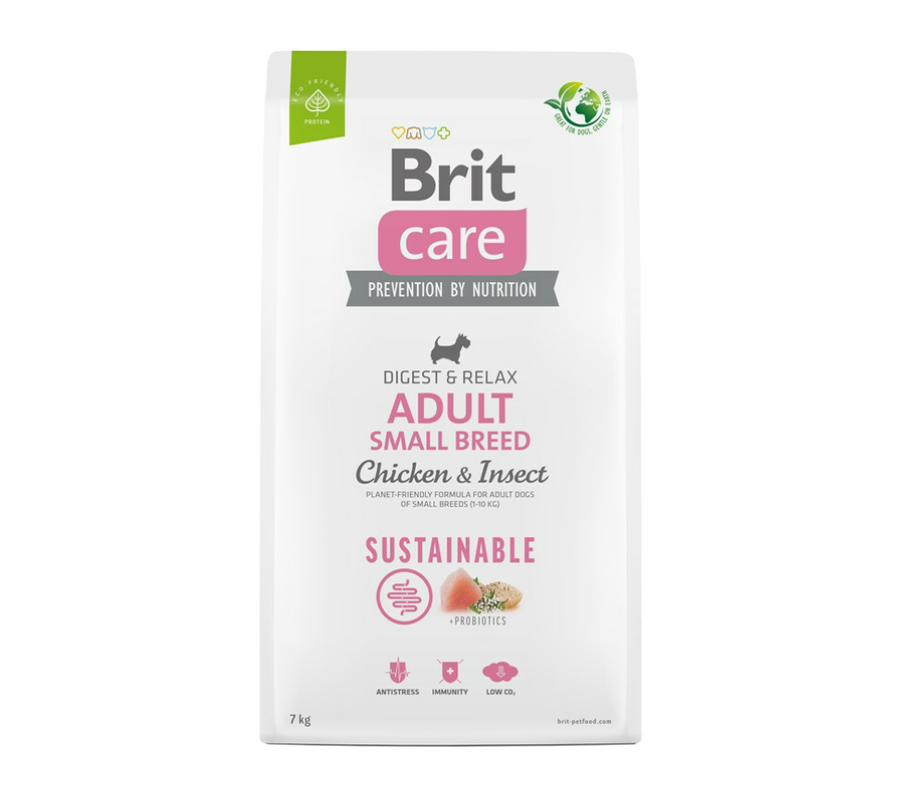 Brit Care Sustainable Adult Small Breed vištiena&Insect sausas Maistas šunims, 7kg