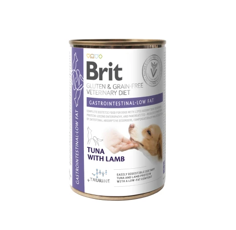 Brit GF Veterinary Diets konservai šunims Gastrointestinal Low fat (tunas, ėriena) 400g