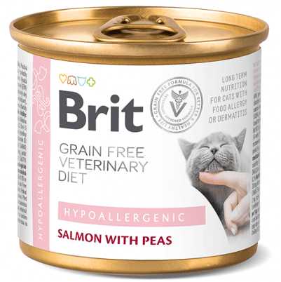 Brit GF Veterinary Diets konservai katėms Hypoallergenic 200g