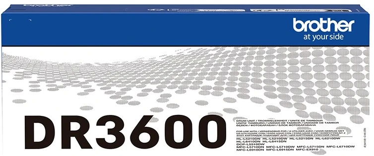 BROTHER DR3600 DRUM UNIT, APPROX. 75,000 PAGES AT 3 PAGES PER JOB