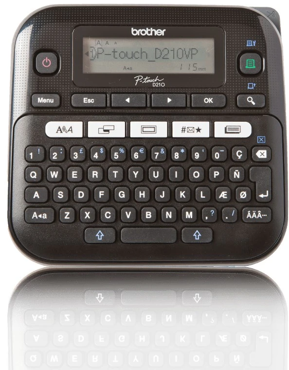 Etiketės spausdintuvas - Brother P-touch D210VP Terminis perdavimas, QWERTZ klaviatūra, 12mm