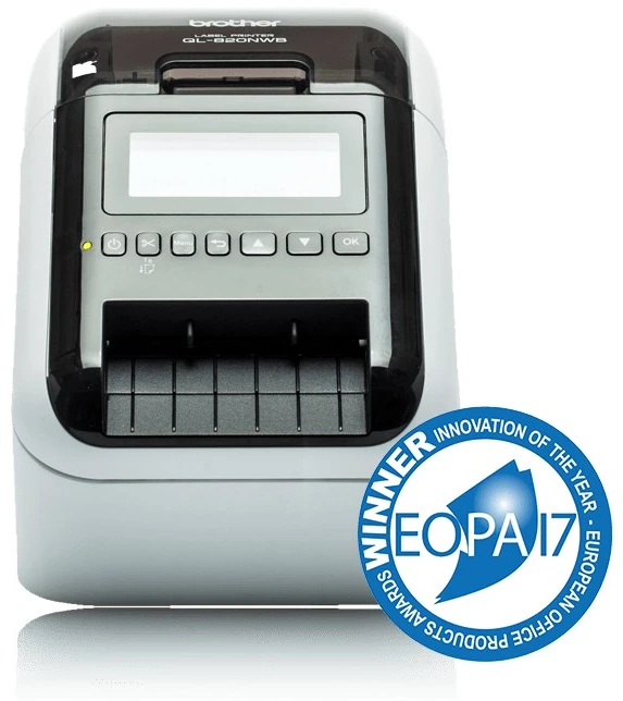 Etiketės spausdintuvas - Brother QL-820NWBc Professional Label Spausdintuvas, 110 labels/min, Juodas/Raudona