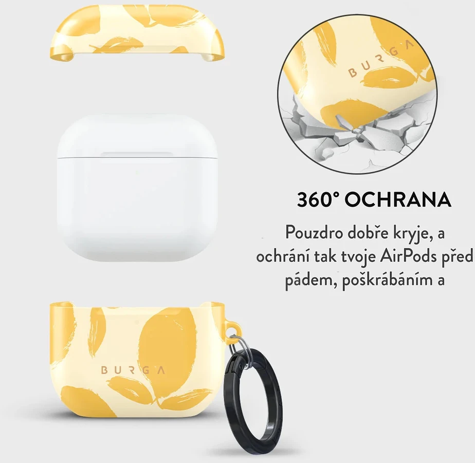 BURGA citrininio pyrago dėklas, skirtas „AirPods 4“ ausinėms