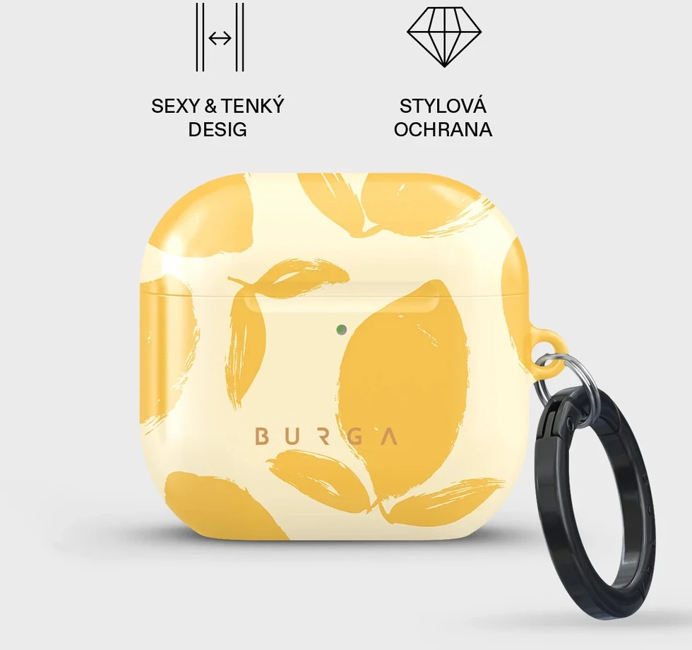 BURGA citrininio pyrago dėklas, skirtas „AirPods 4“ ausinėms