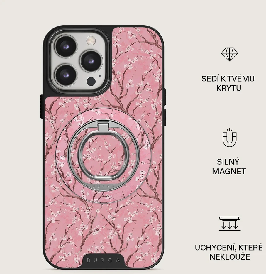 Burga magnetinis žiedas-laikiklis, sidabrinis – Sakura