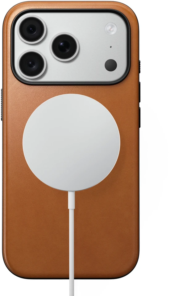Burga Nomad Modern odinis dėklas, balno ruda (Horween) – iPhone 18 Pro/17 Pro