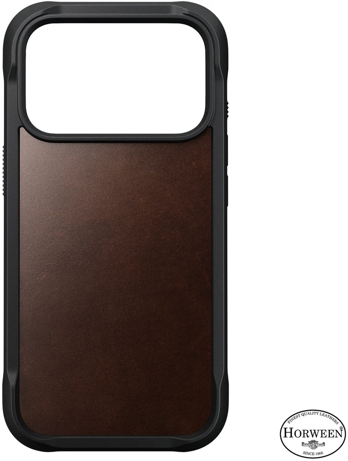 Burga Nomad Rugged odinis dėklas, rustic ruda (Horween) – iPhone 18 Pro/17 Pro