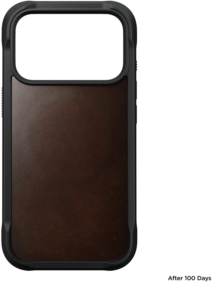 Burga Nomad Rugged odinis dėklas, rustic ruda (Horween) – iPhone 18 Pro/17 Pro