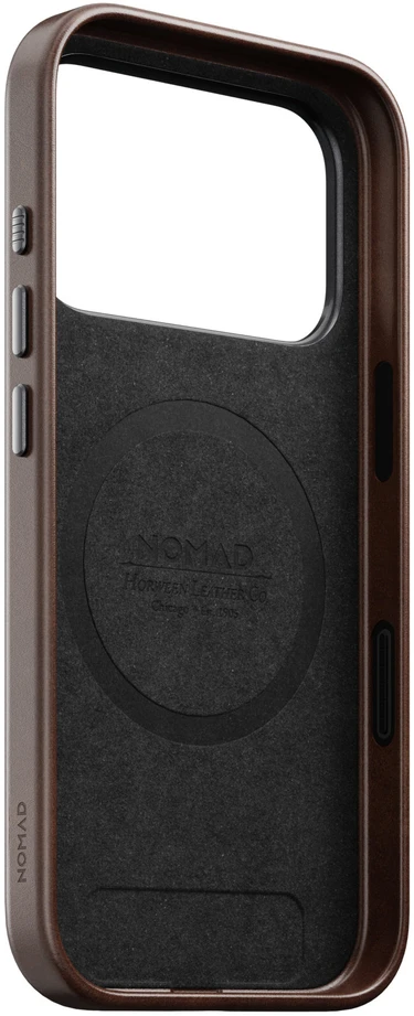 Burga Nomad Traditional Odinis dėklas, rustic ruda (Horween) – iPhone 18 Pro/17 Pro