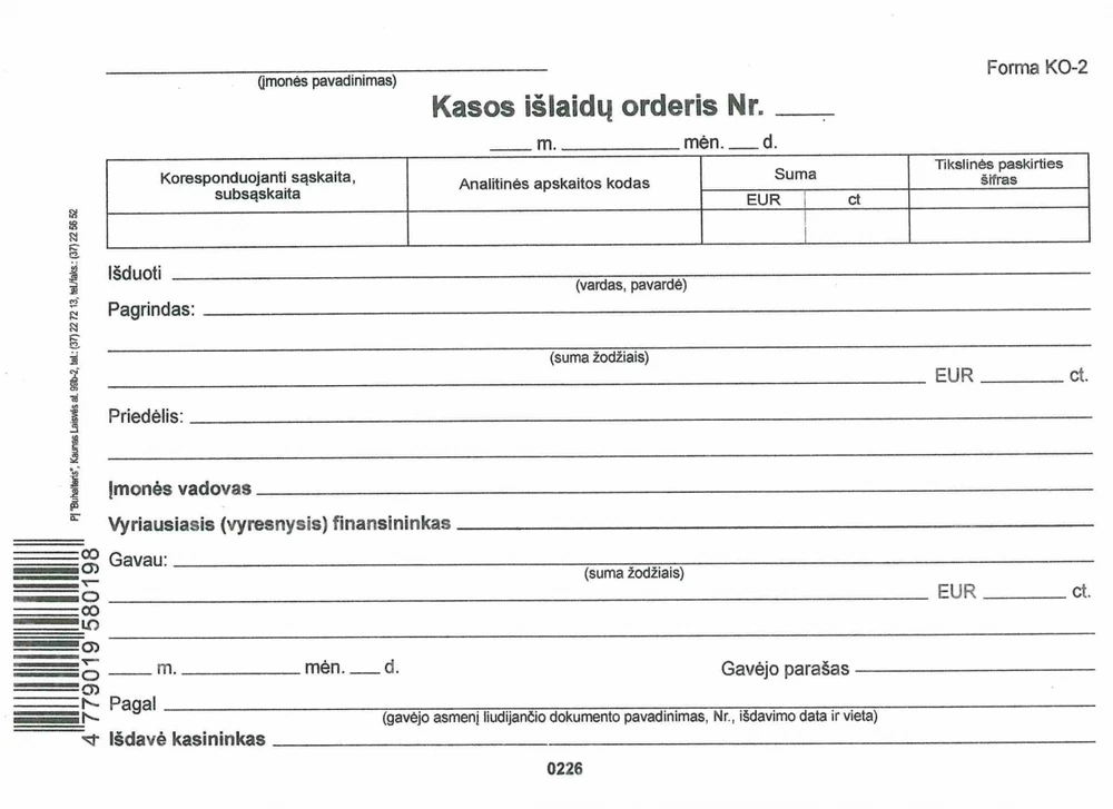 Burokrat Kasos išlaidų orderis, A5, 100 lapų