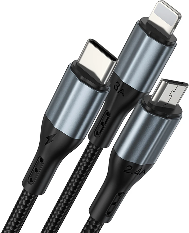 BWOO greitas 3 in 1 USB 3A įkrovimo kabelis X274