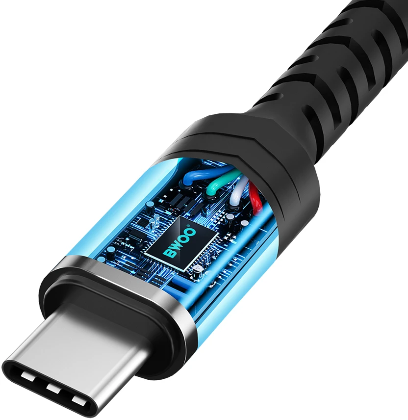 BWOO garso adapterio kabelis BZ47 aux 3,5 mm į USB-C juodas