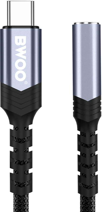 BWOO garso adapterio kabelis BZ47 aux 3,5 mm į USB-C juodas