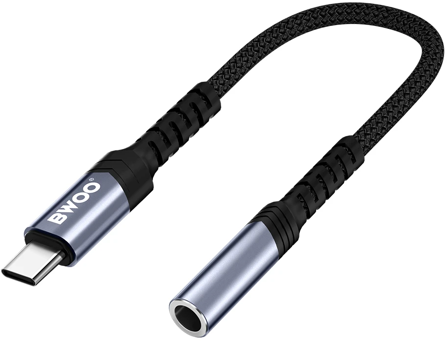 BWOO garso adapterio kabelis BZ47 aux 3,5 mm į USB-C juodas