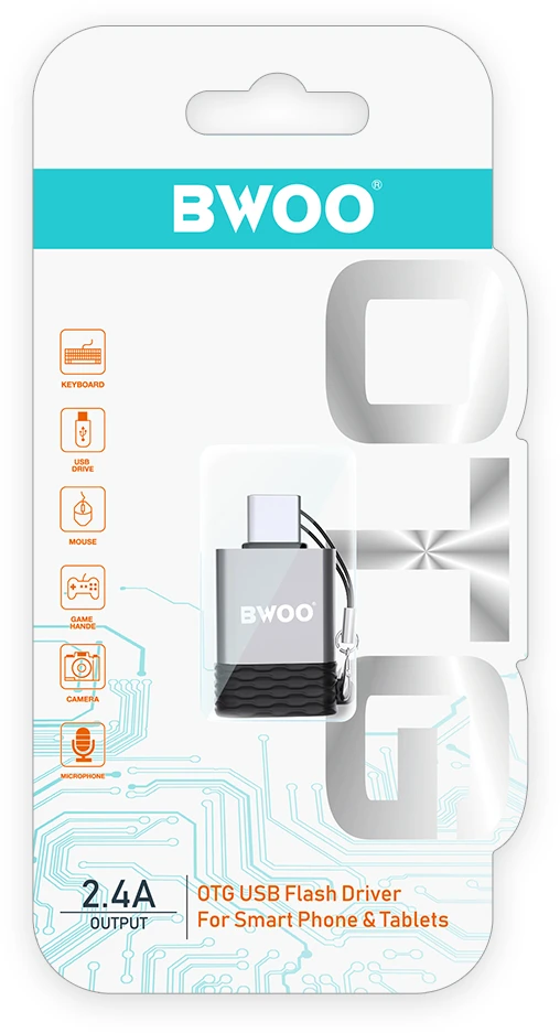 BWOO adapteris BZ-35 USB į USB-C pilkas OTG