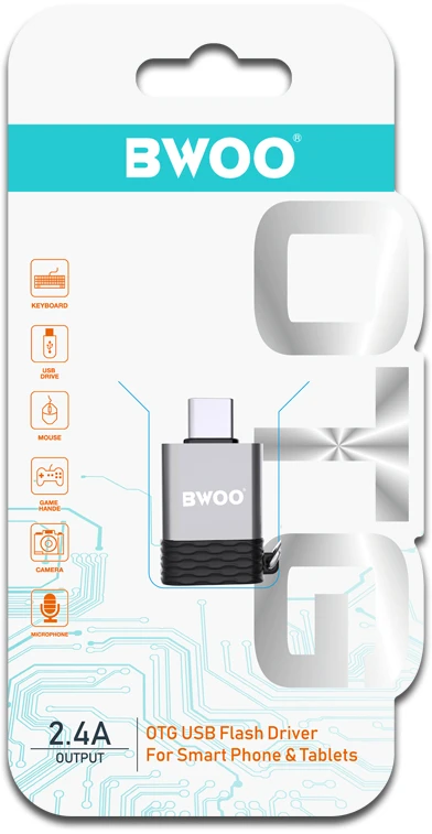 BWOO adapteris BZ-35 USB į USB-C pilkas OTG