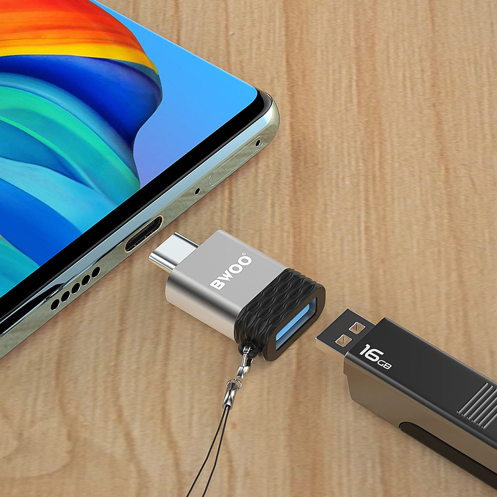 BWOO adapteris BZ-35 USB į USB-C pilkas OTG