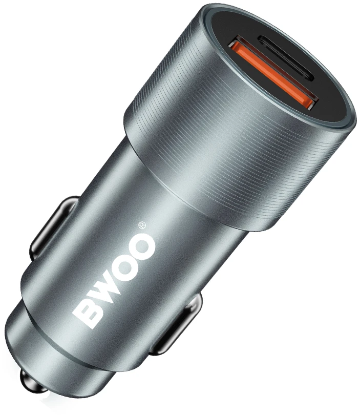Įkroviklis automobilinis Bwoo (CC73) (1xUSB; 1xUSB-C; 38W) juodas